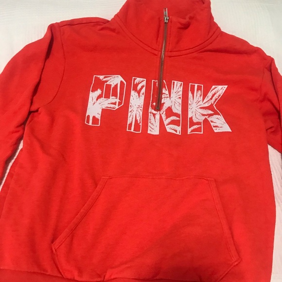 Victoria’s Secret PINK Orange / Red Half Zip sweater - Picture 4 of 5
